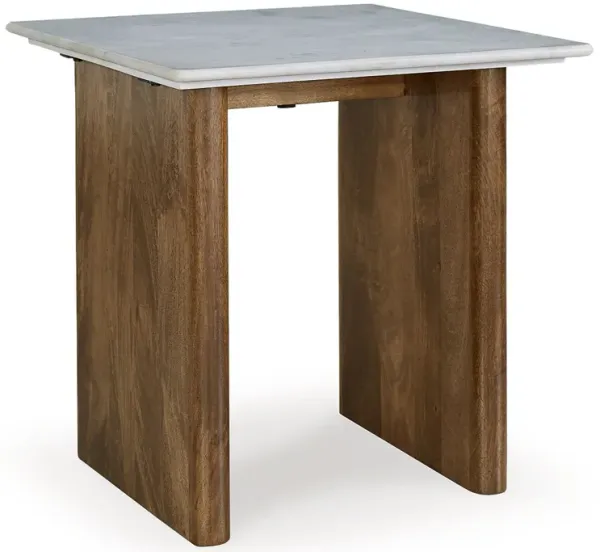 Isanti - Rectangular End Table - Light Brown / White