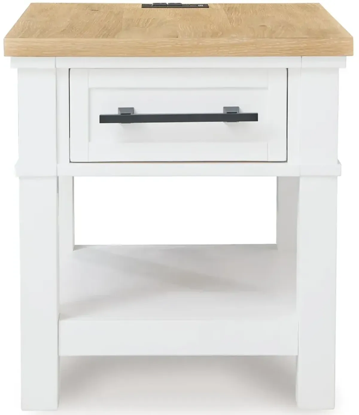 Ashbryn - White / Natural - Rectangular End Table