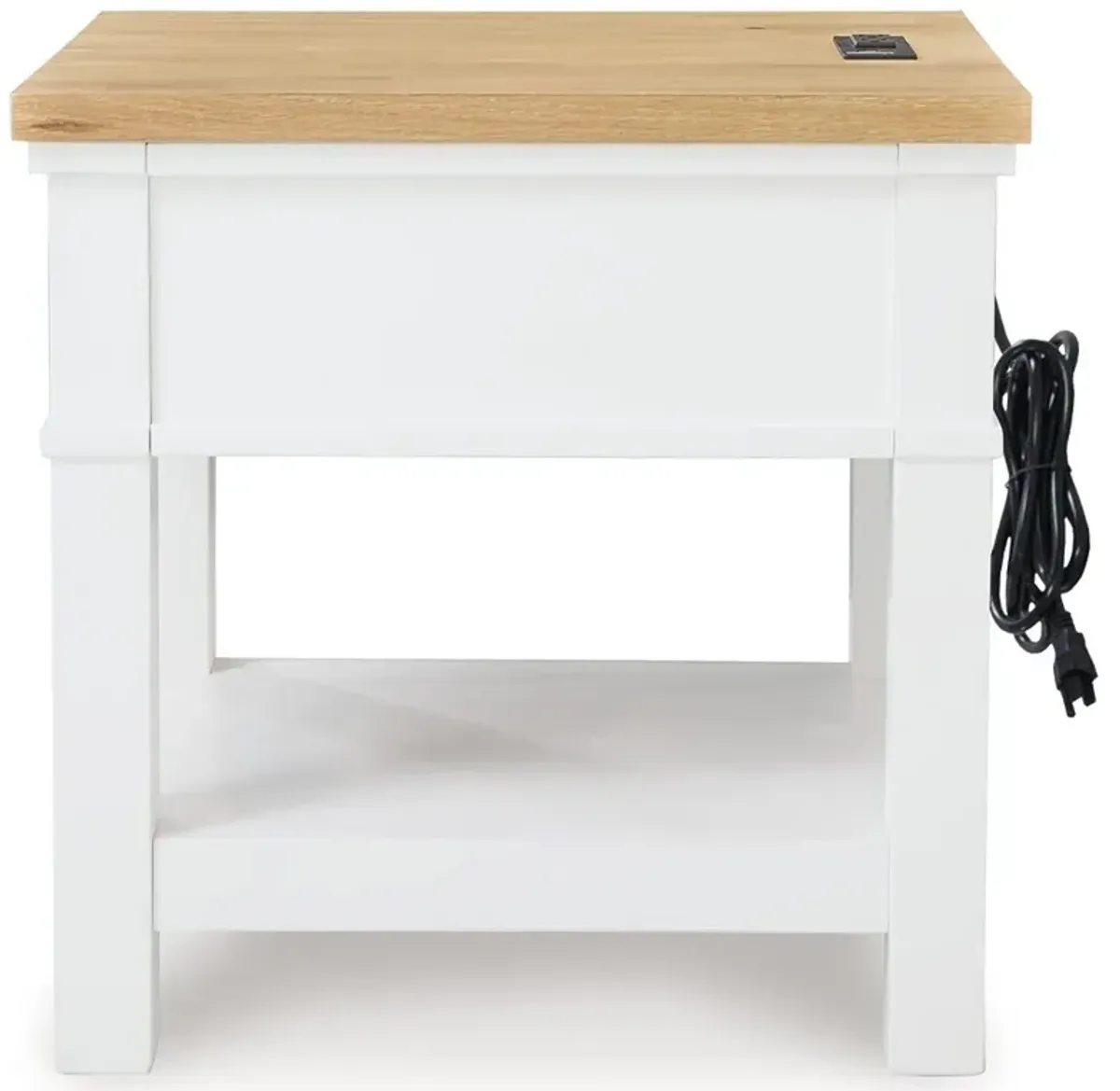 Ashbryn - White / Natural - Rectangular End Table