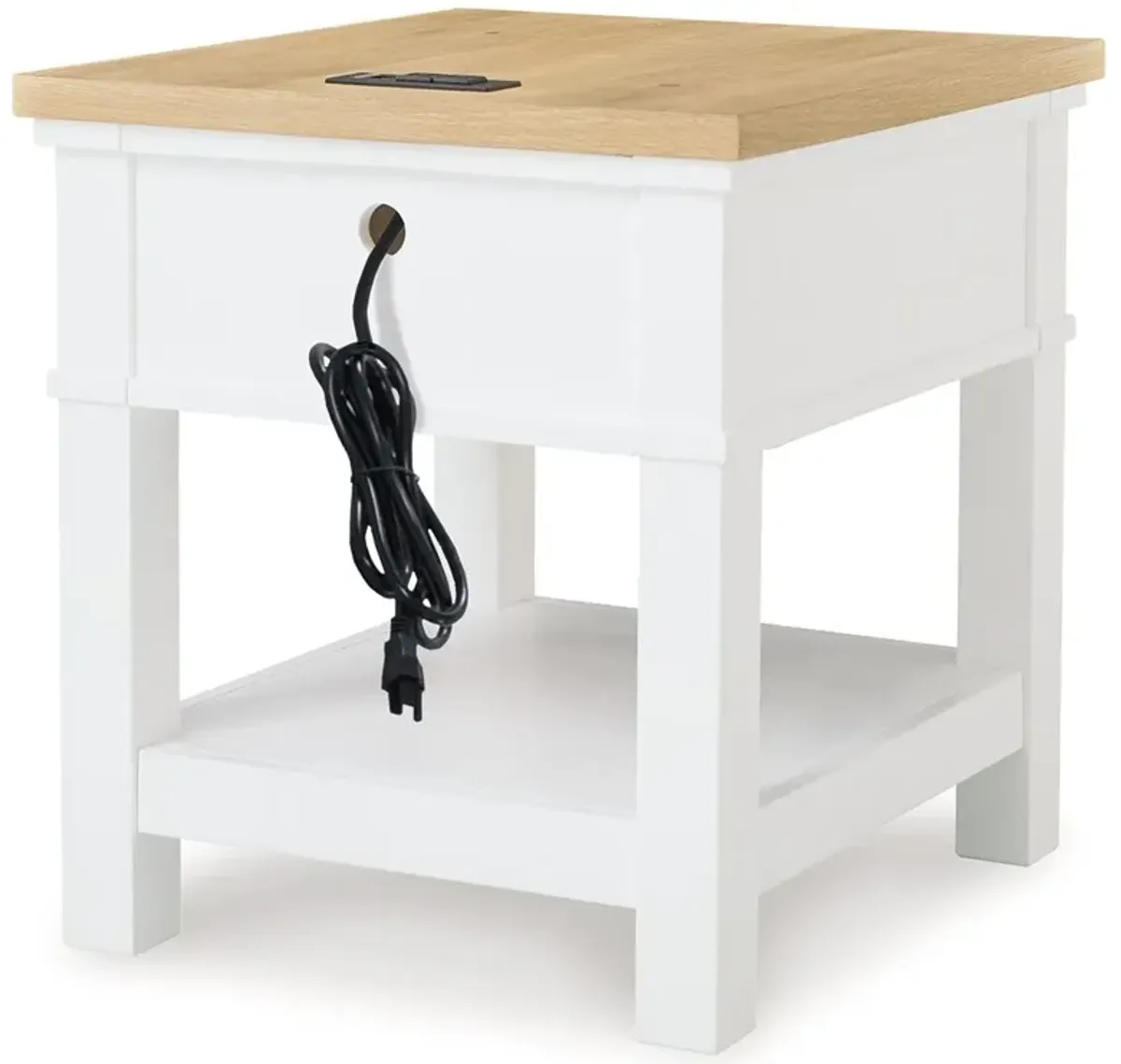 Ashbryn - White / Natural - Rectangular End Table