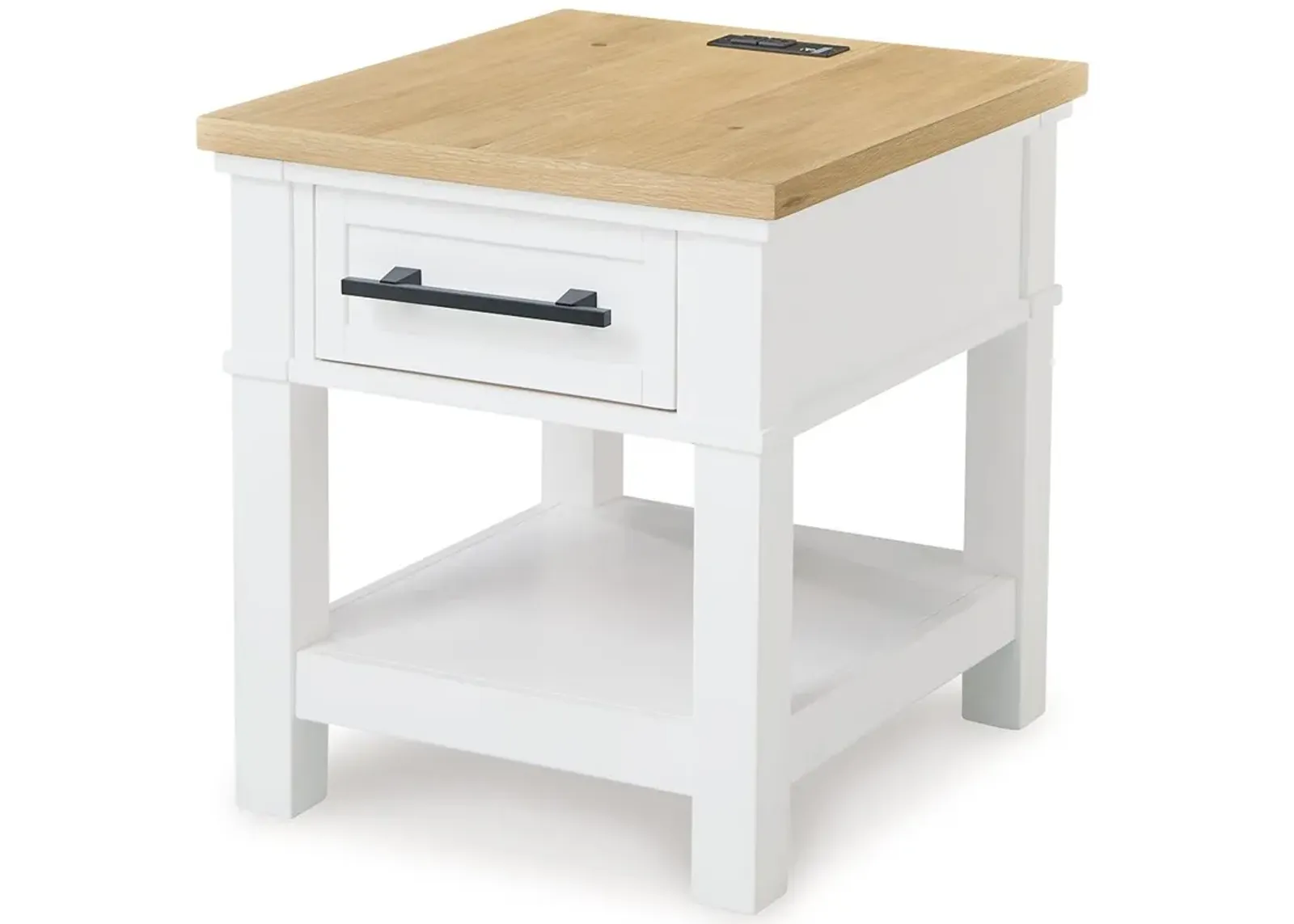 Ashbryn - White / Natural - Rectangular End Table