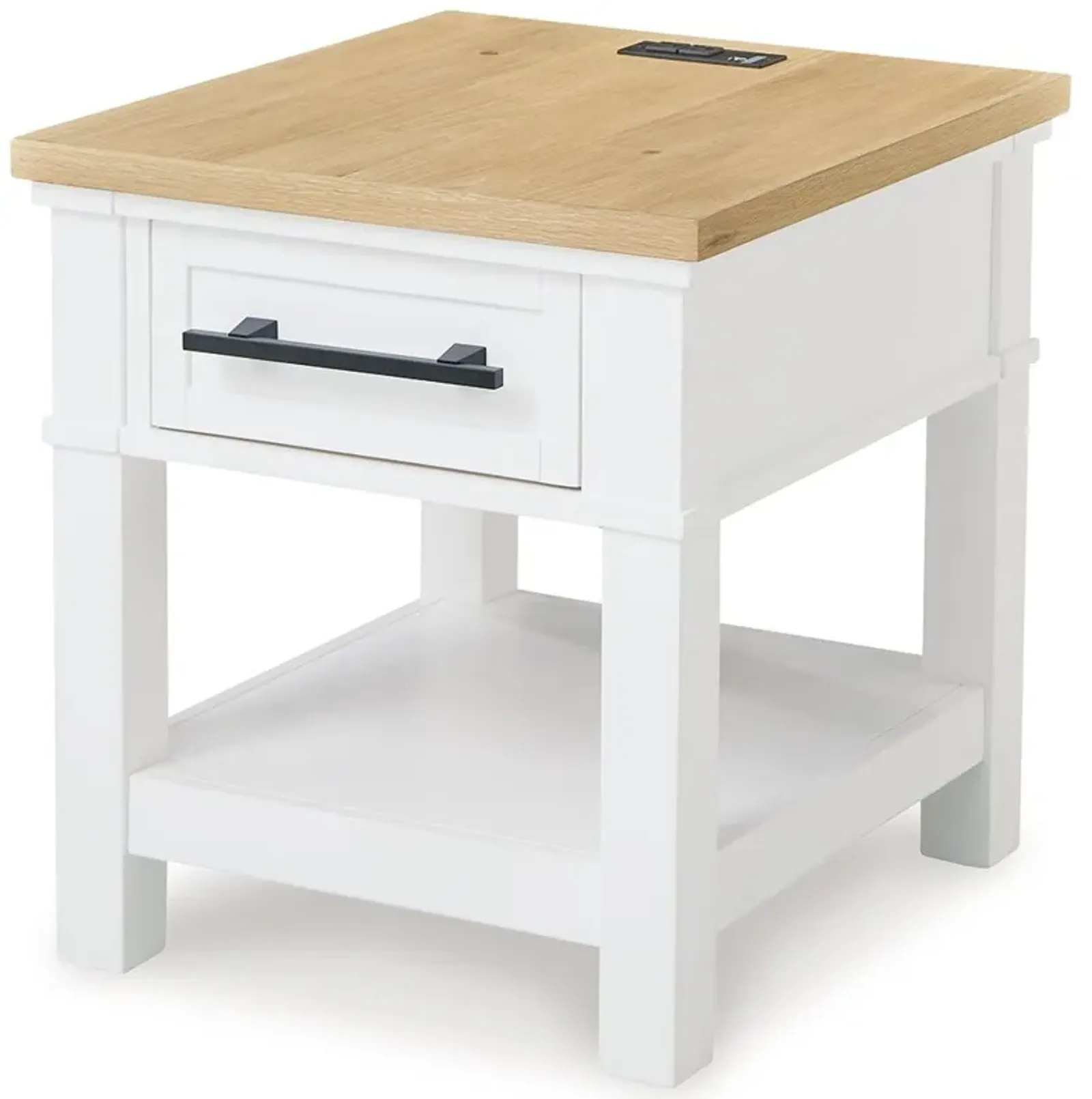 Ashbryn - White / Natural - Rectangular End Table