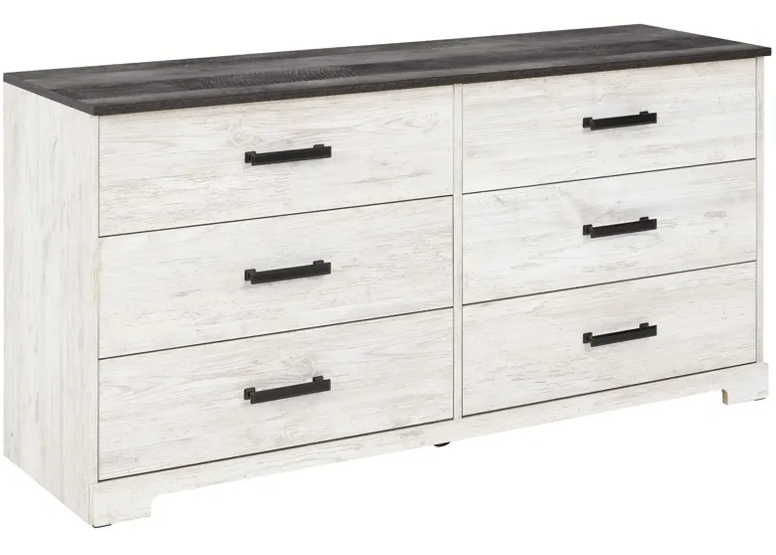 Shawburn - White / Black / Gray - Six Drawer Dresser - Pewter-tone Pulls