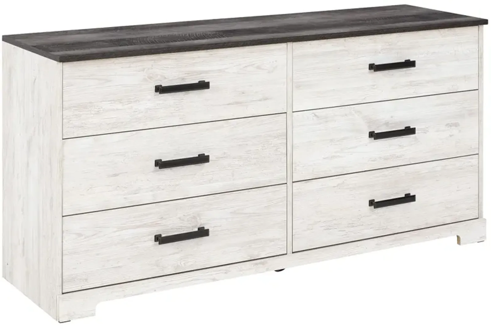 Shawburn - White / Black / Gray - Six Drawer Dresser - Pewter-tone Pulls