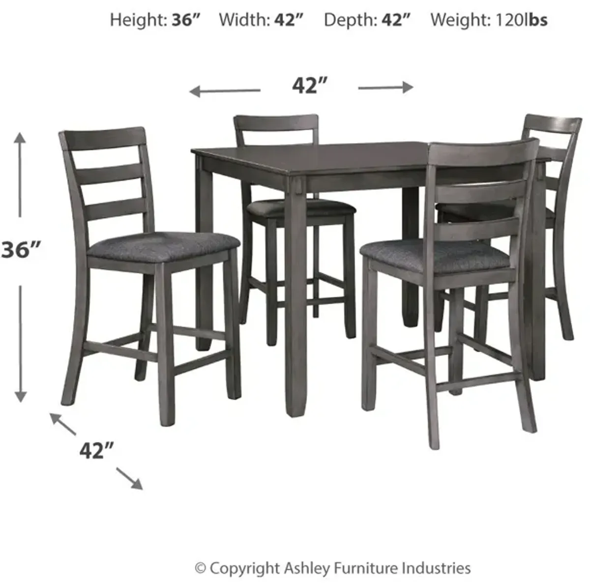 Bridson - Gray - Square Counter Tbl Set (Set of 5)