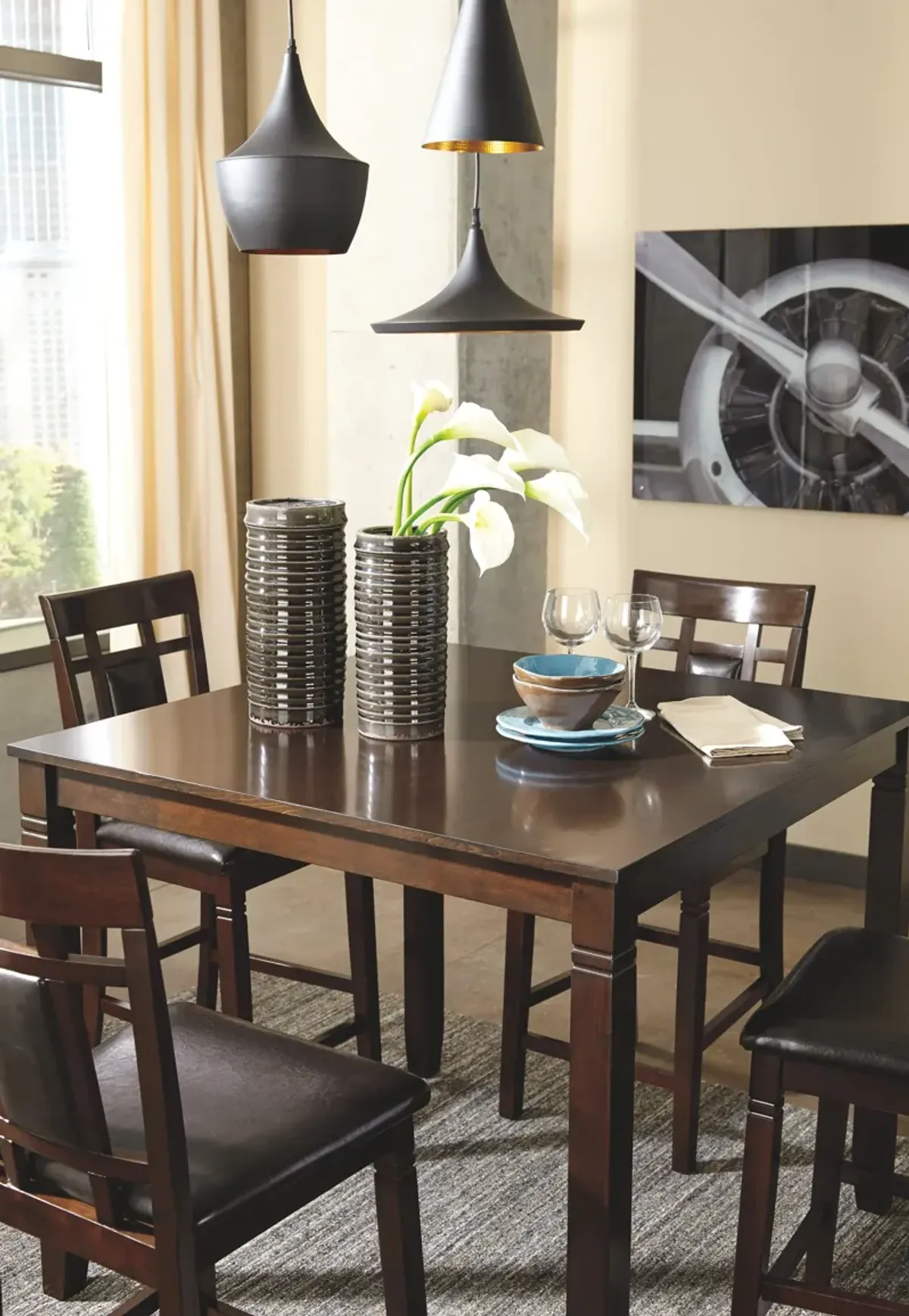 Bennox - DRM Counter Table Set (Set of 5) - Brown