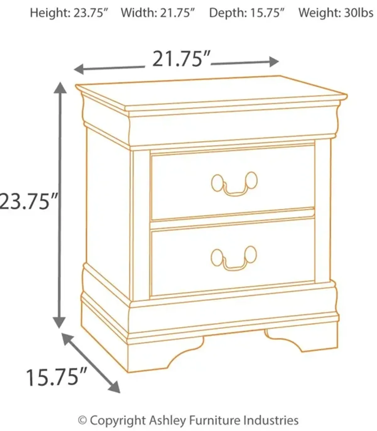 Alisdair - Reddish Brown - Two Drawer Night Stand