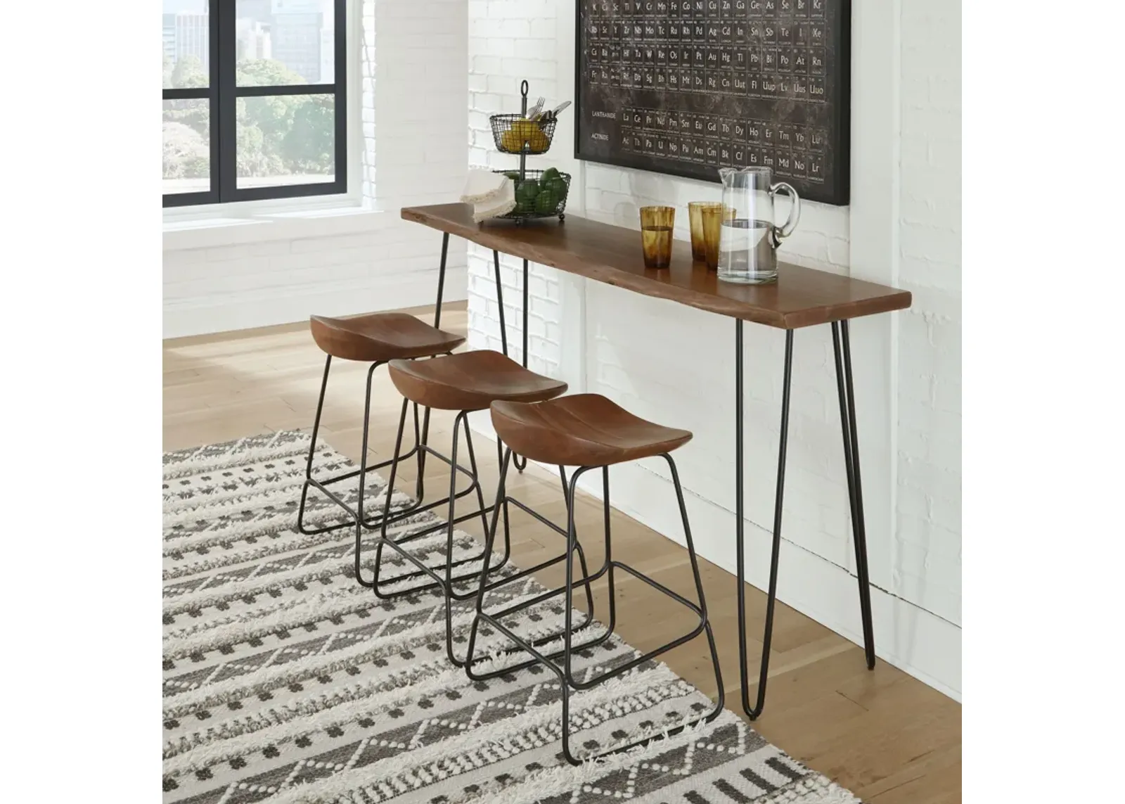 Wilinruck - Dark Brown - 4 Pc. - Long Counter Table, 3 Stools