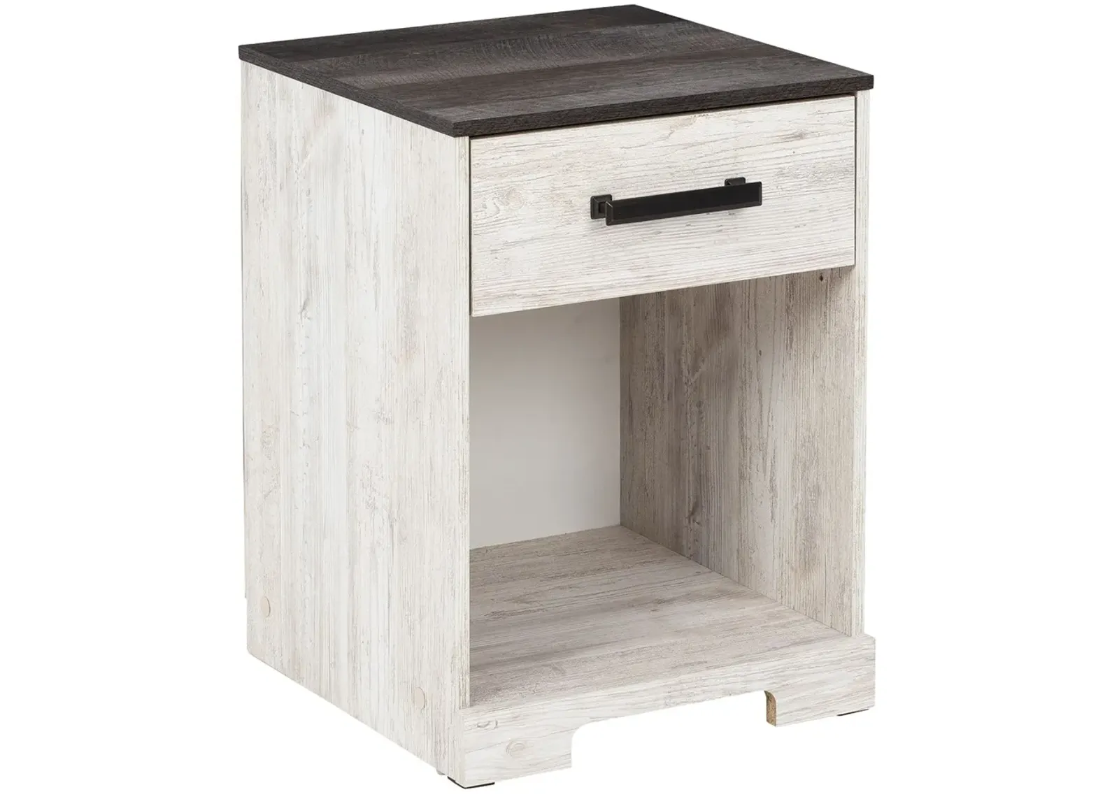 Shawburn - White / Black / Gray - One Drawer Night Stand - Open Cubby