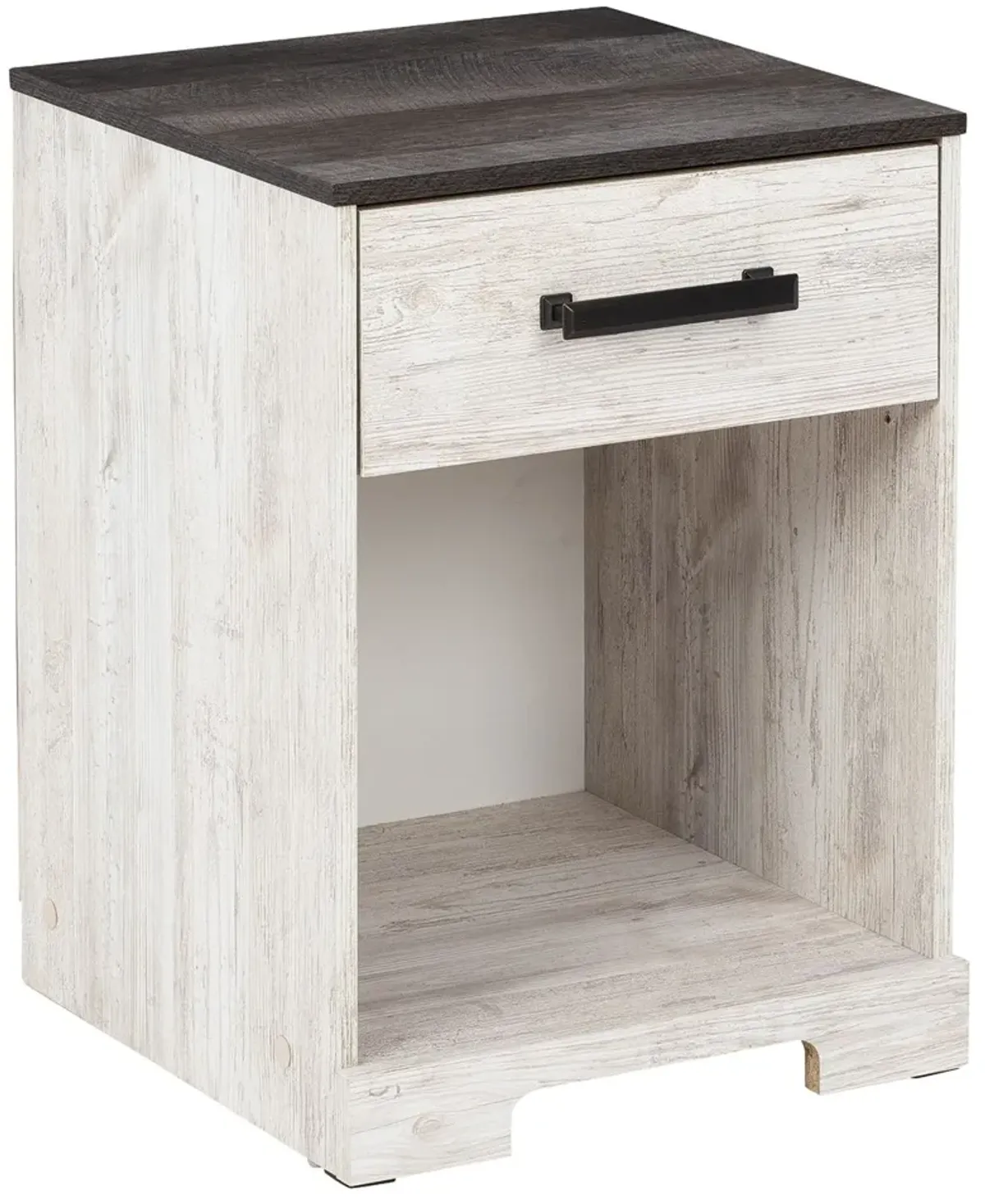 Shawburn - One Drawer Night Stand - Open Cubby - White / Black / Gray