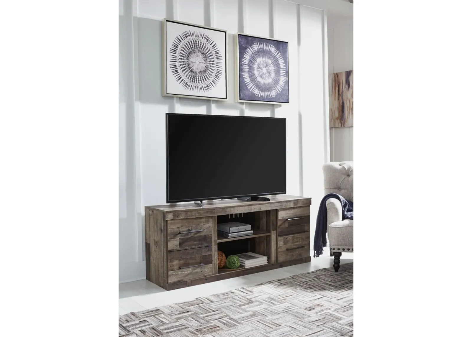 Derekson - Multi Gray - LG TV Stand W/Fireplace Option