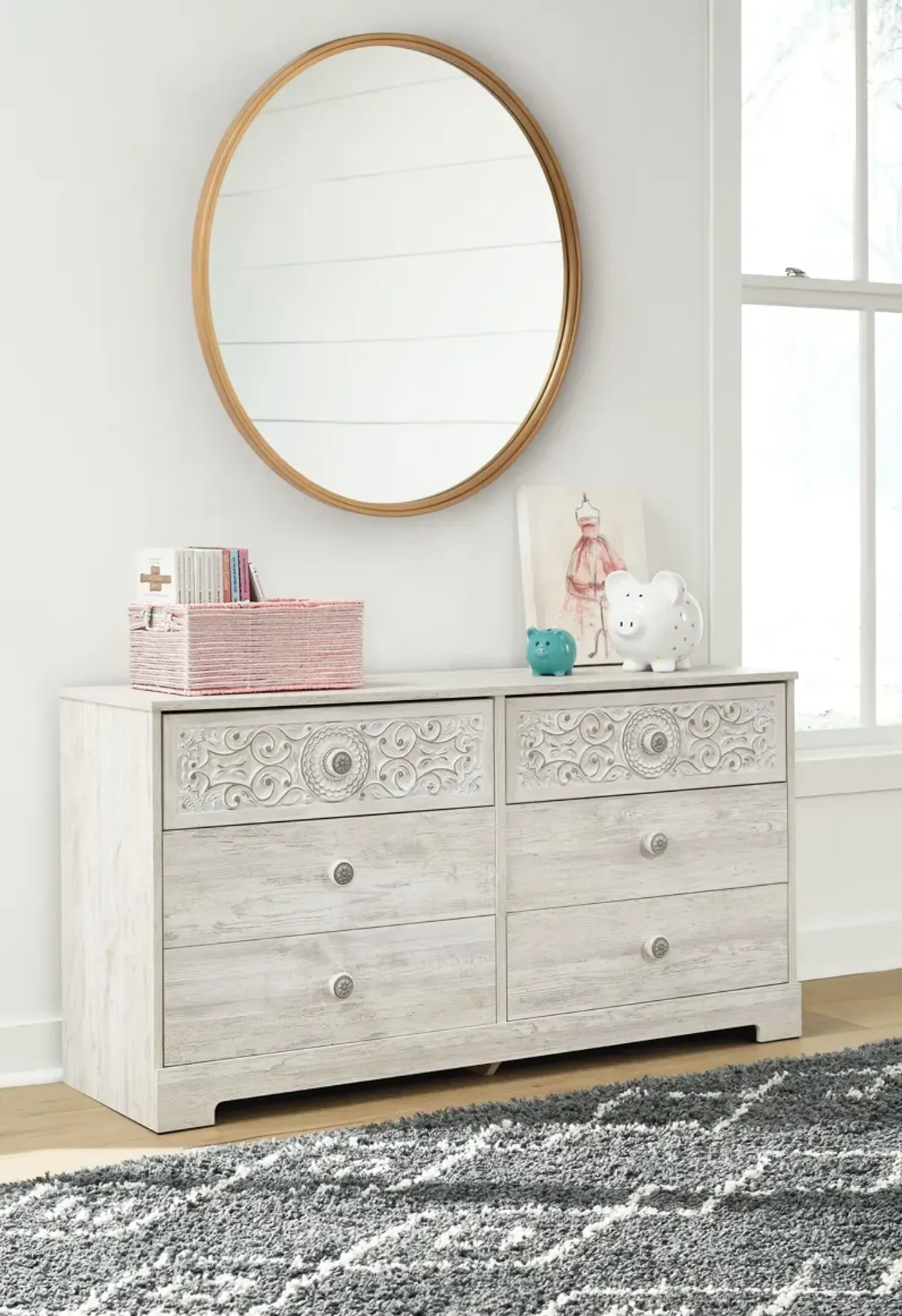 Paxberry - Whitewash - Six Drawer Dresser - Weatherworn