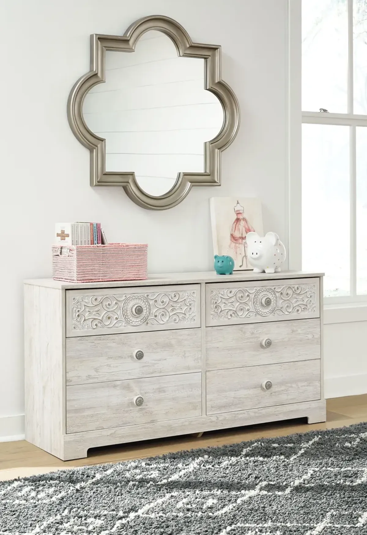 Paxberry - Whitewash - Six Drawer Dresser - Weatherworn