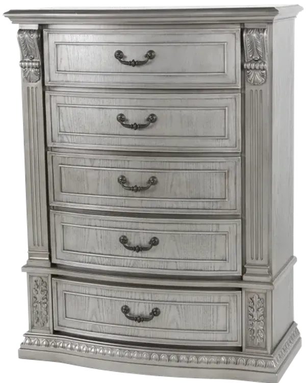 Platinum 5-Drawer Chest with Marble Top