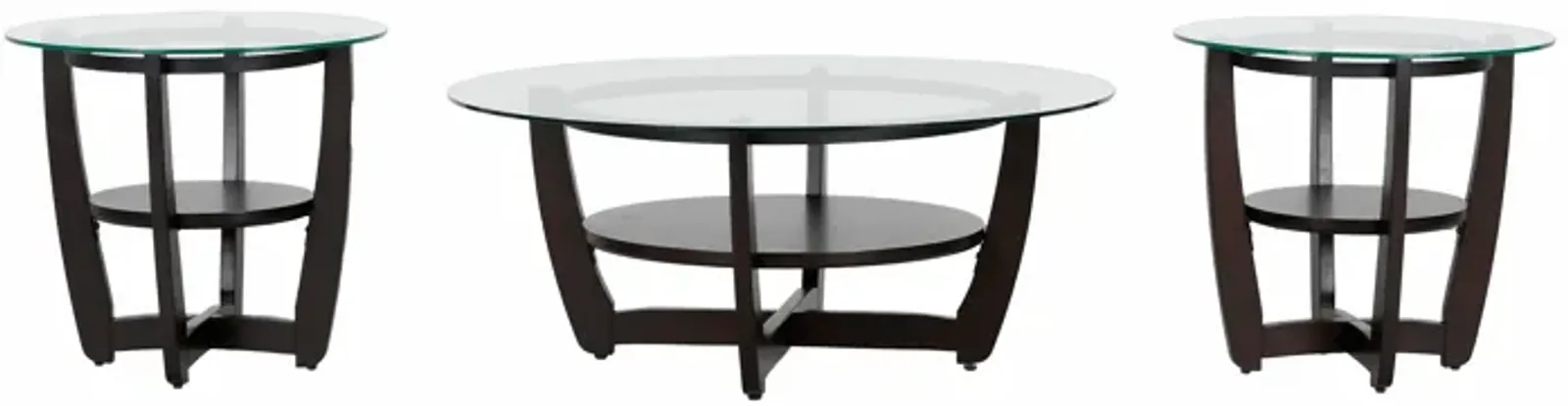 3 PIECE ROUND COFFEE TABLE SET