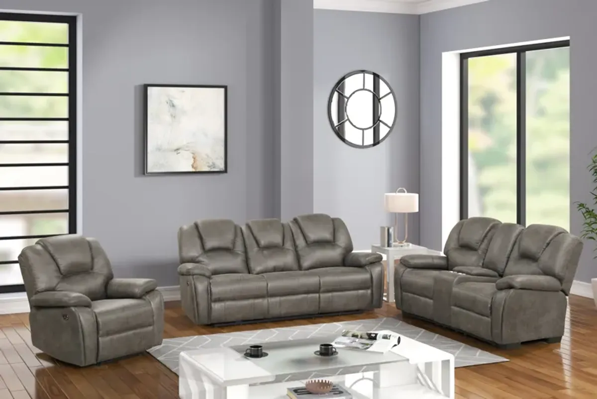 3 Piece Living Room Set: Power Reclining Sofa, Power Reclining Chair, Stationary Loveseat