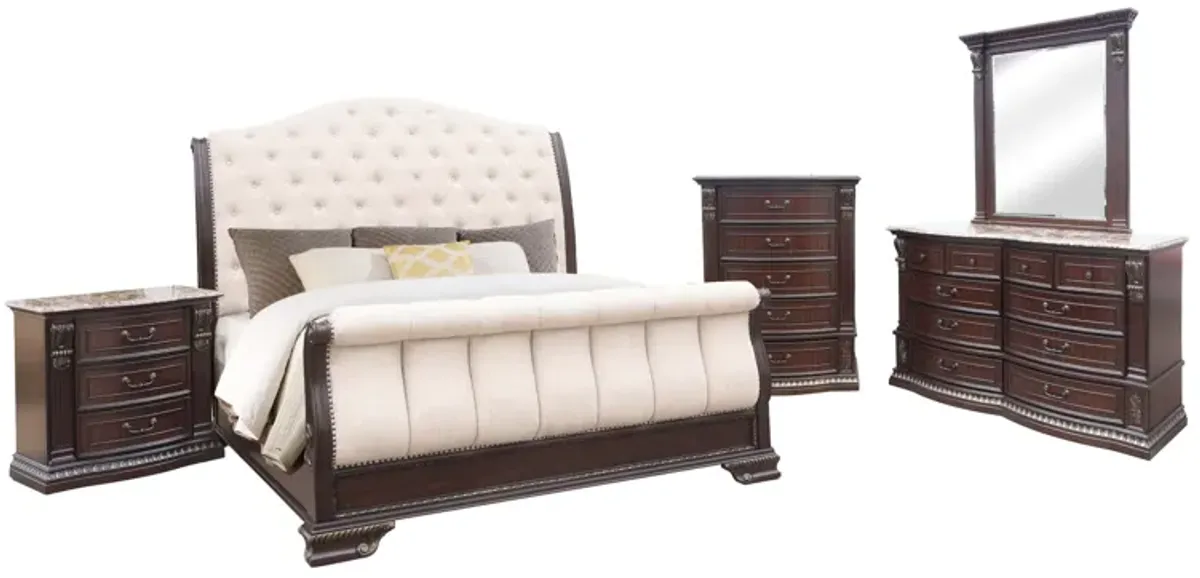 Grand-Cherry 6 Piece King Bedroom Set