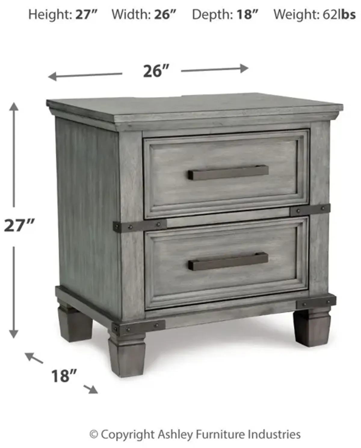 Russelyn - Gray - Two Drawer Night Stand