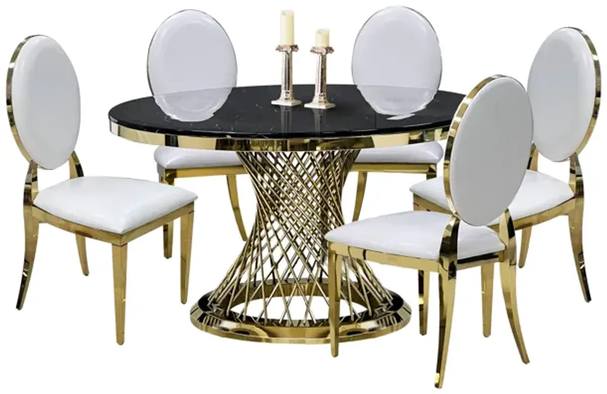 6 PIECE ROUND DINING ROOM SET