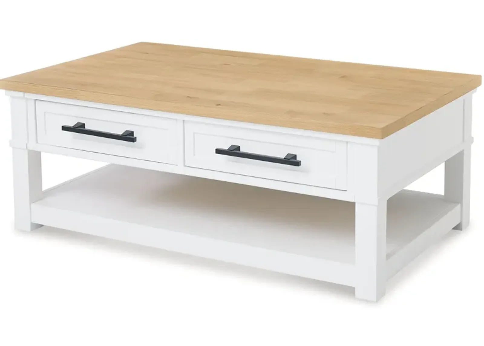 Ashbryn - White / Natural - Rectangular Cocktail Table