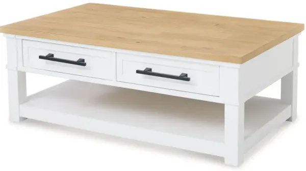 Ashbryn - White / Natural - Rectangular Cocktail Table