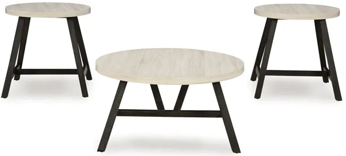 Fladona - Black / White - Occasional Table Set (Set of 3)