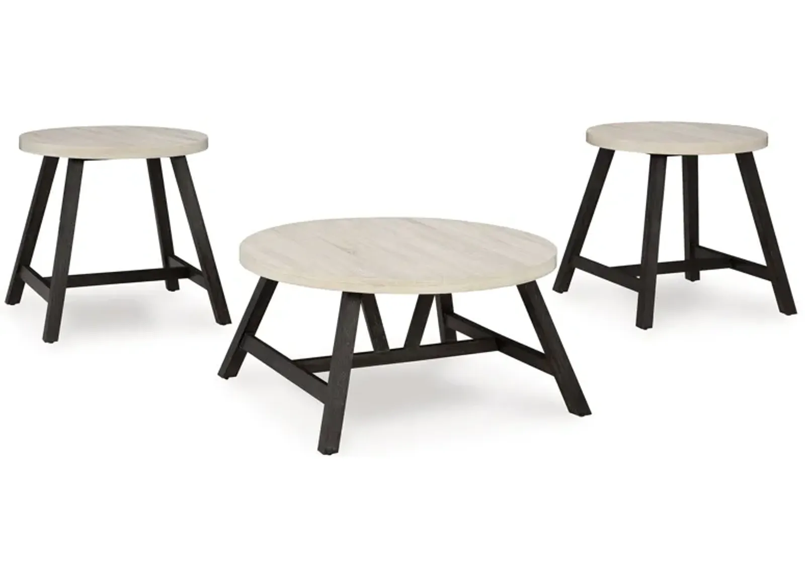 Fladona - Black / White - Occasional Table Set (Set of 3)