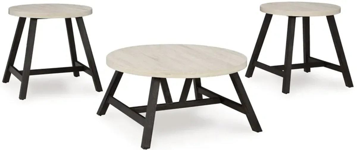 Fladona - Black / White - Occasional Table Set (Set of 3)