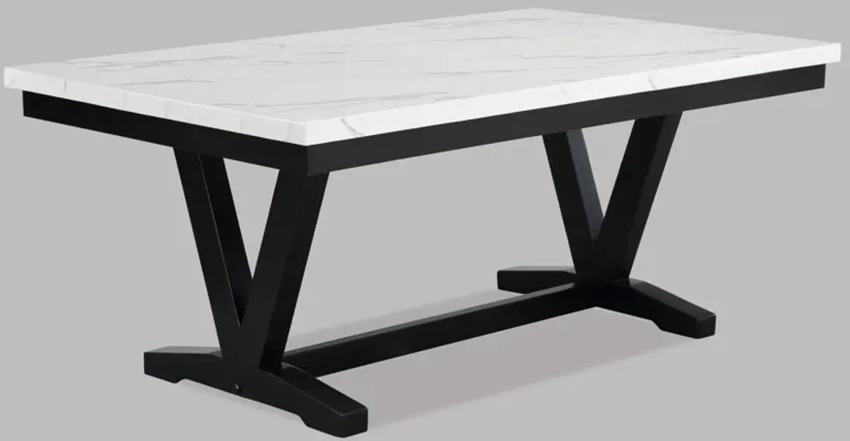 Tanner - Dining Table, Faux Carrara Marble - White / Black