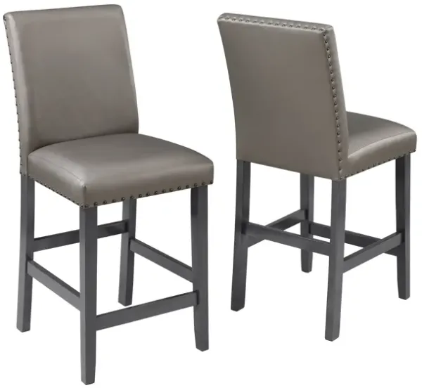 Bankston - Counter Height Chair With Nailhead (Set of 2) - Zinc