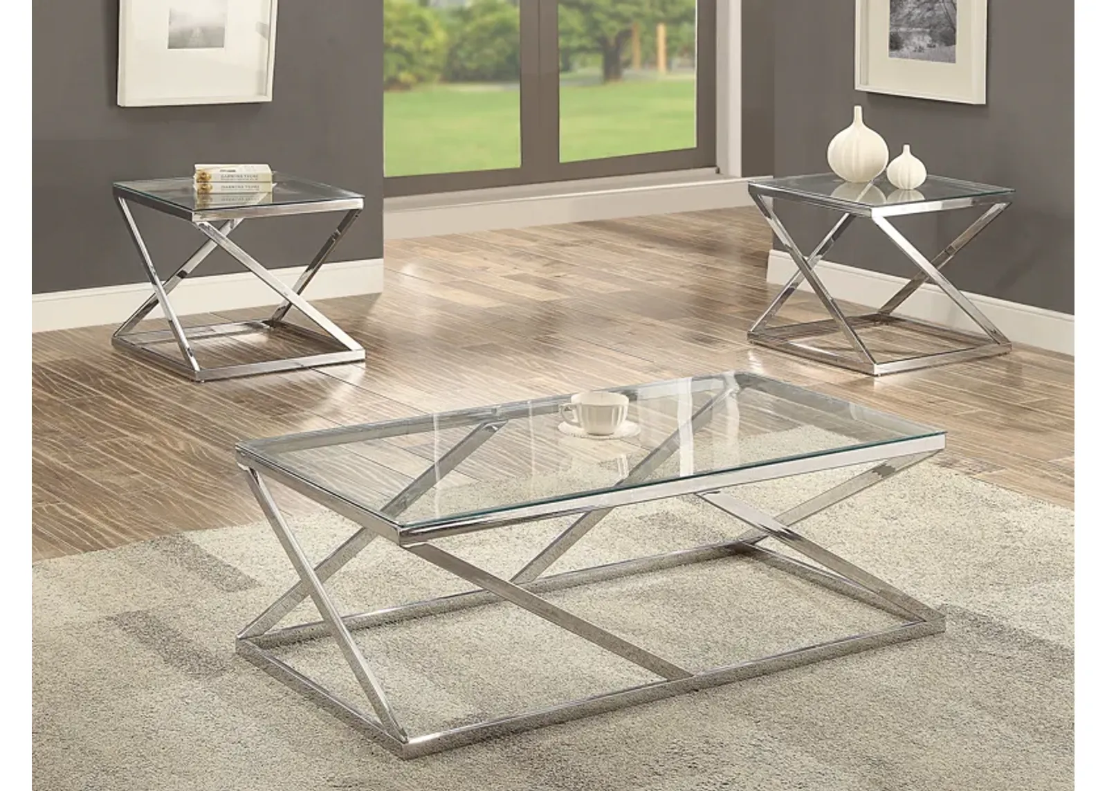 Chase - 3 Piece Cocktail Table Base - Silver