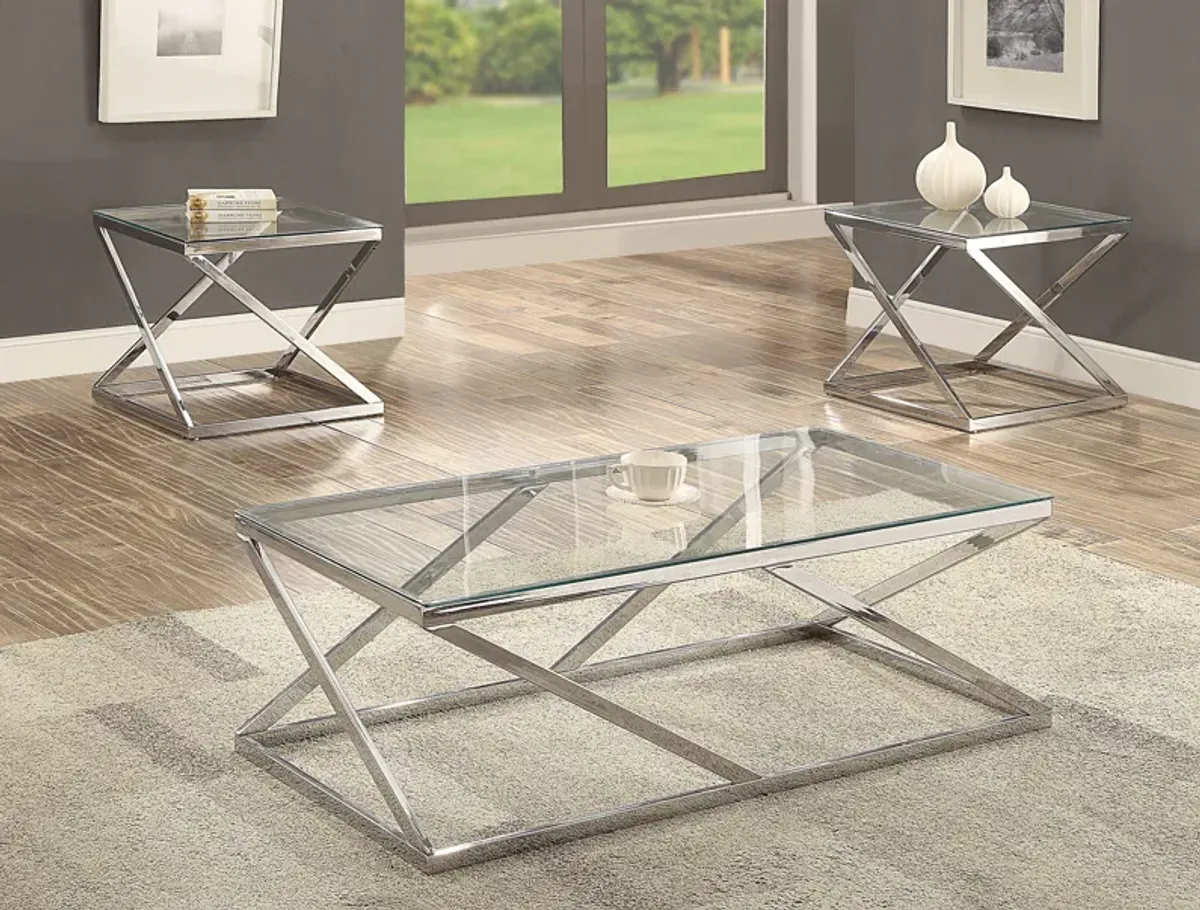 Chase - 3 Piece Cocktail Table Base - Silver