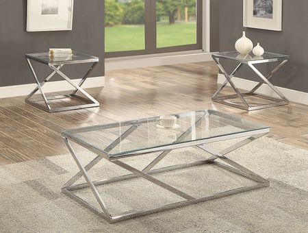 Chase - 3 Piece Cocktail Table Base - Silver