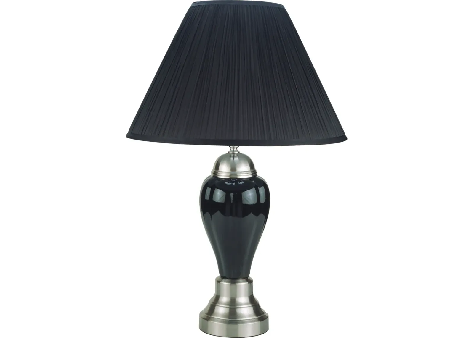 Satin Nickel - Porcelain Lamp - Black