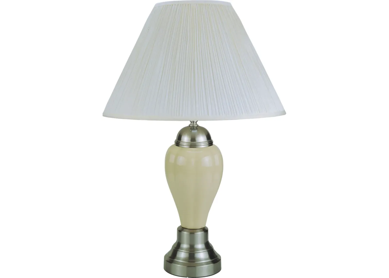 Satin Nickel - Porcelain Lamp - White