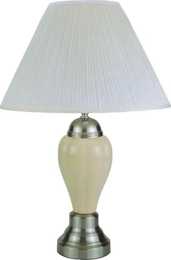 Satin Nickel - Porcelain Lamp - Ivory