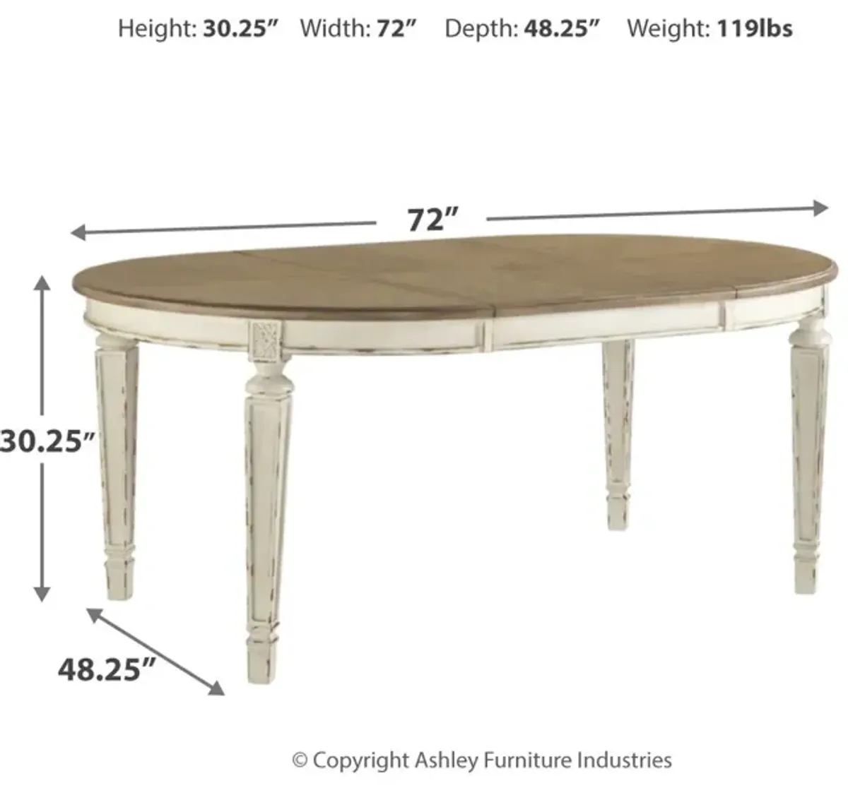 Realyn - Chipped White - Oval Dining Room Extension Table