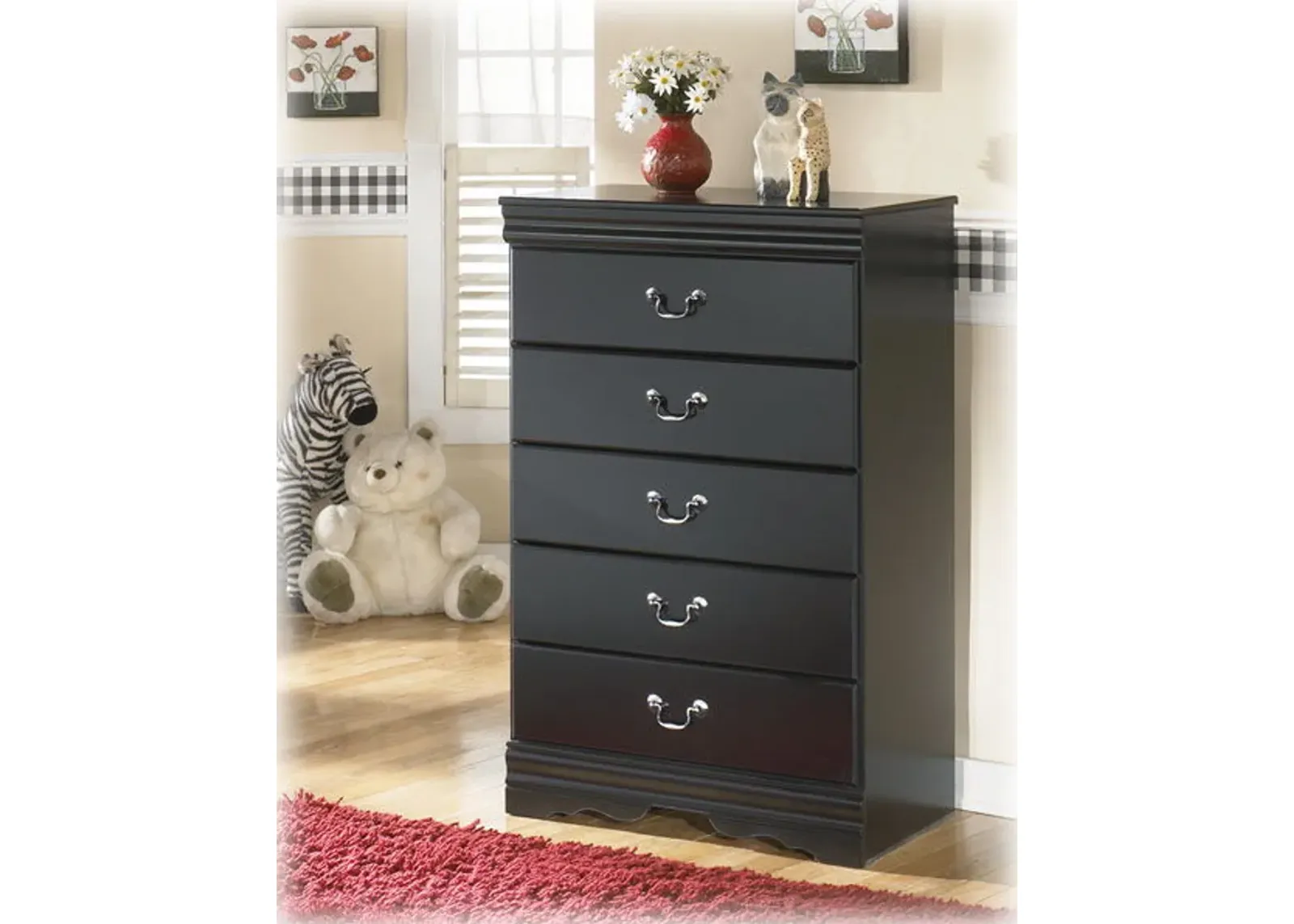 Huey - Black - Five Drawer Chest