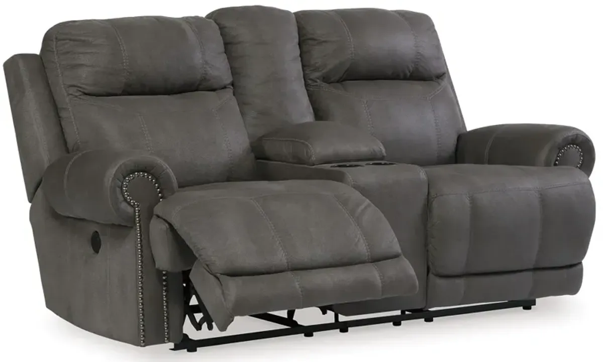 Austere - Gray - Dbl Rec Loveseat W/Console