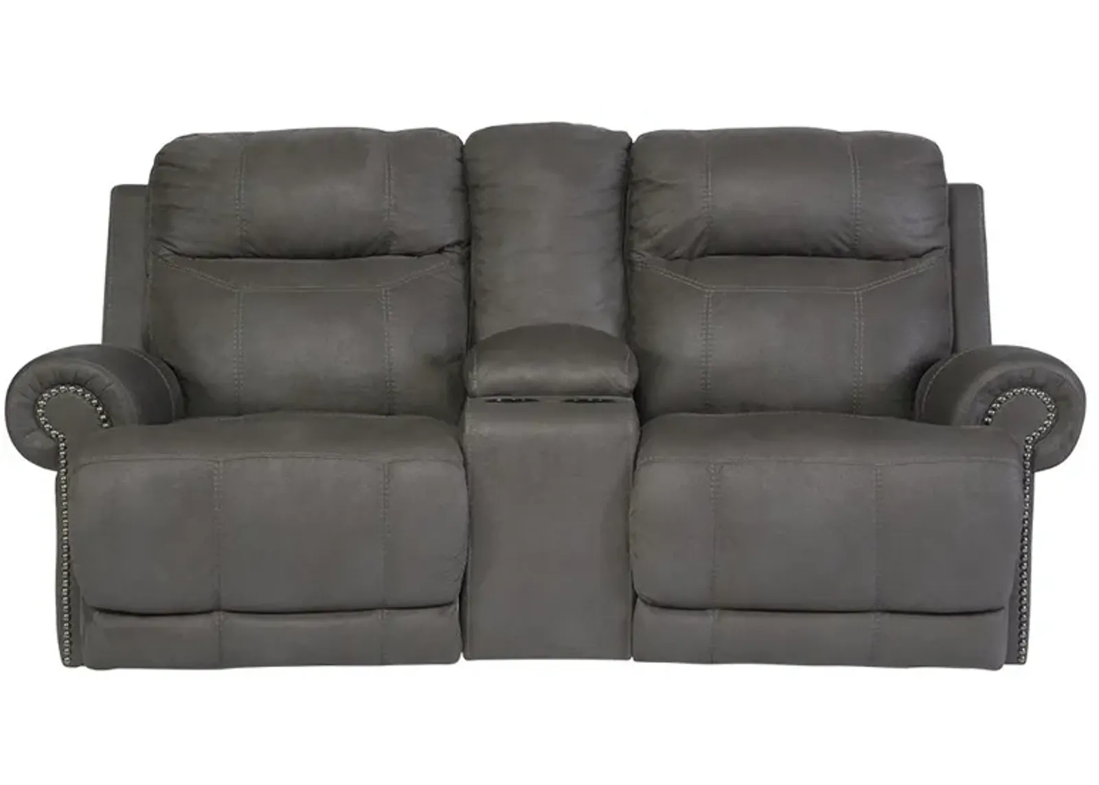 Austere - Gray - Dbl Rec Loveseat W/Console