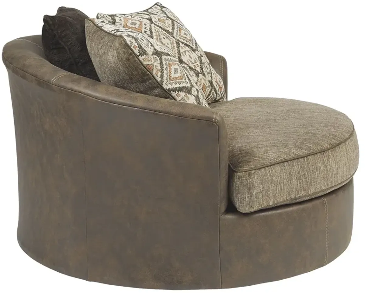 Abalone - Chocolate - Oversized Swivel Accent Chair