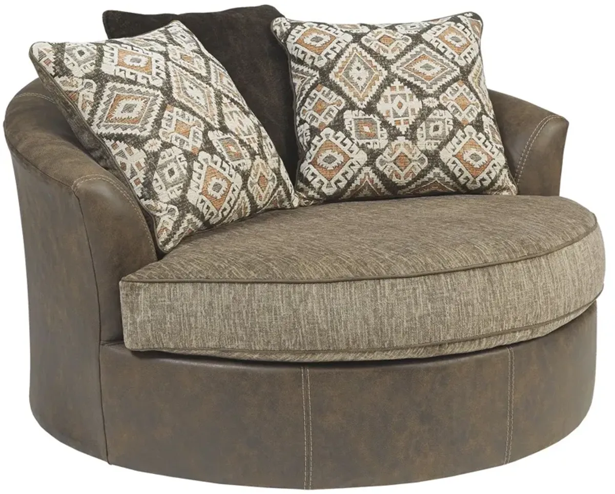 Abalone - Chocolate - Oversized Swivel Accent Chair