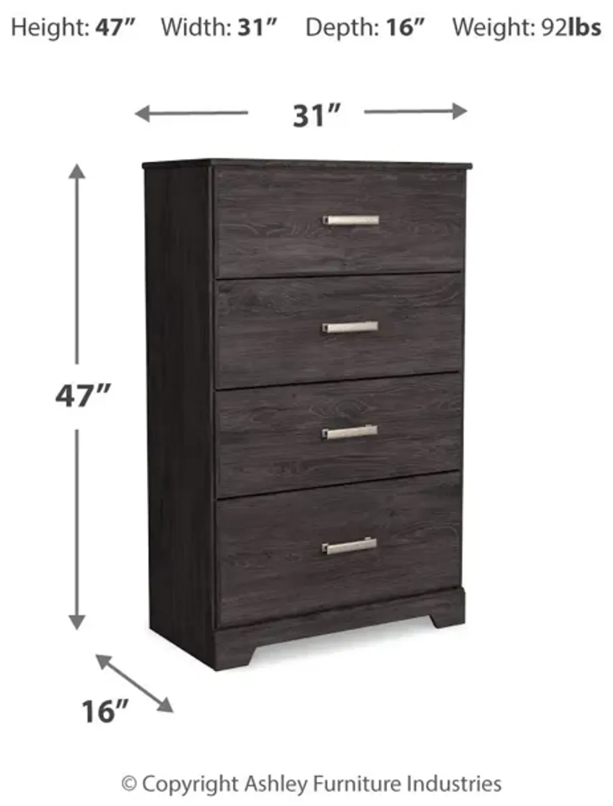 Belachime - Charcoal - Four Drawer Chest