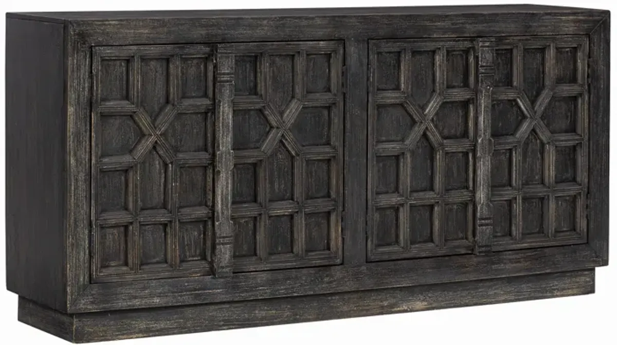 Roseworth - Distressed Black - Accent Cabinet