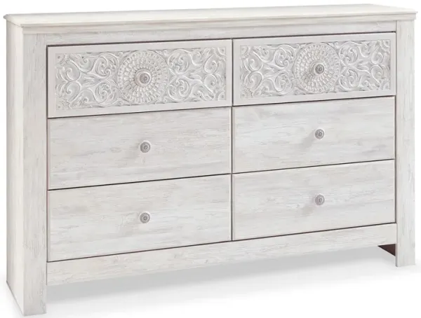 Paxberry - Whitewash - Six Drawer Dresser - Medallion Drawer Pulls