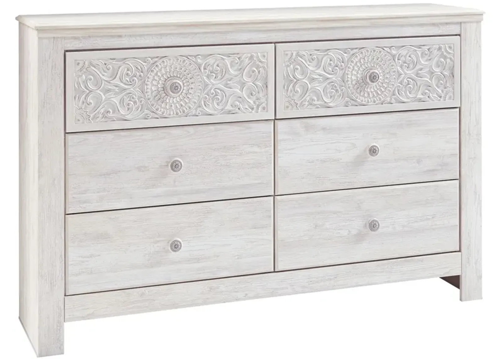 Paxberry - Whitewash - Six Drawer Dresser - Medallion Drawer Pulls