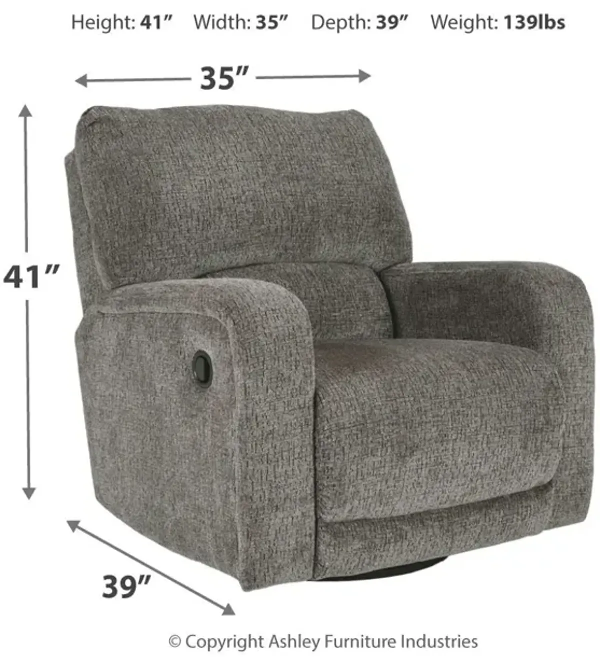 Wittlich - Slate - Swivel Glider Recliner