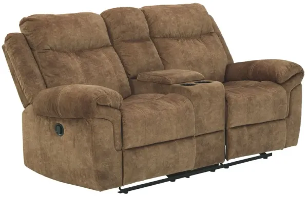 Huddle-up - Nutmeg - Glider Rec Loveseat W/Console
