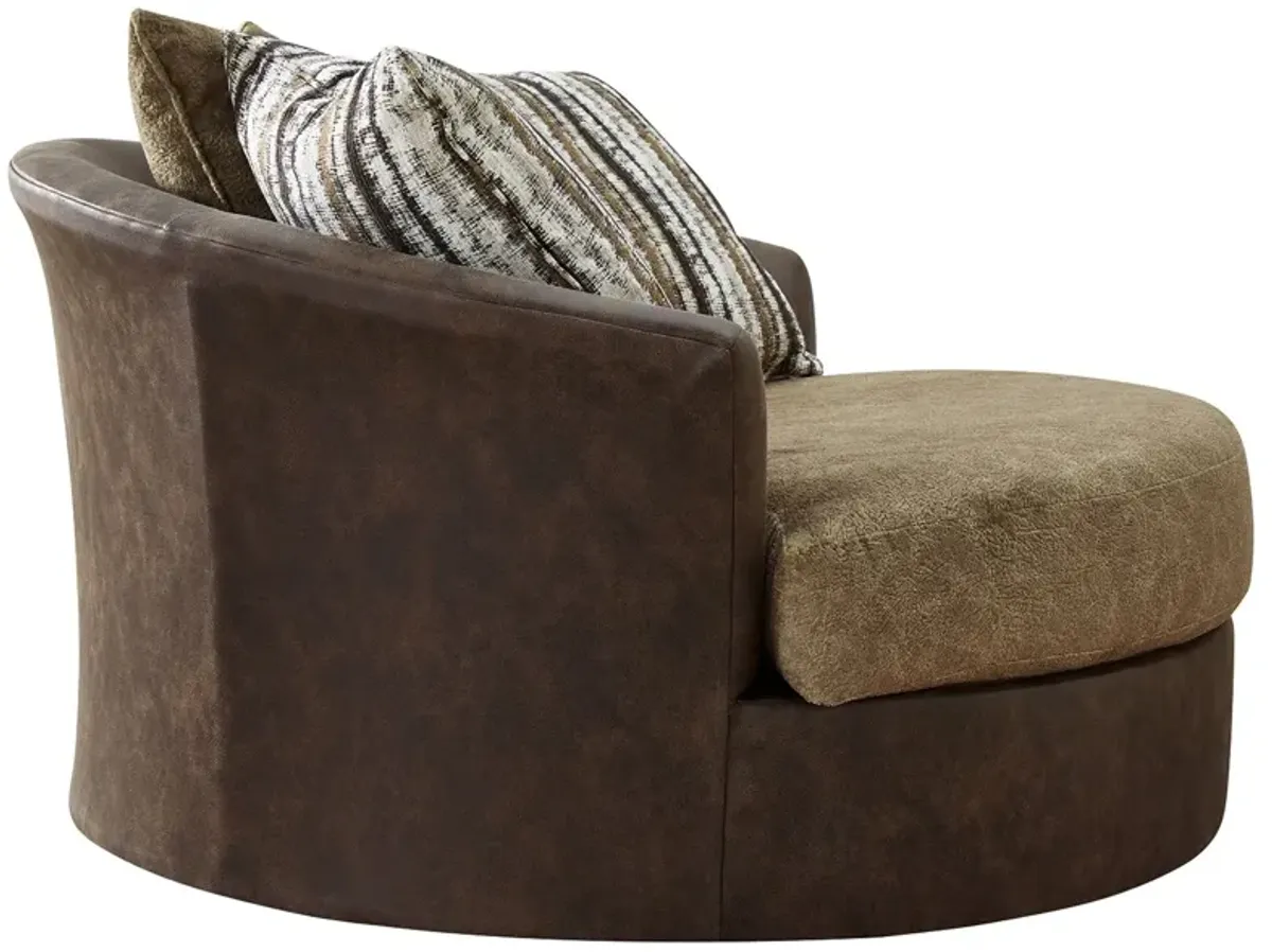 Alesbury - Oversized Swivel Accent Chair - Chocolate
