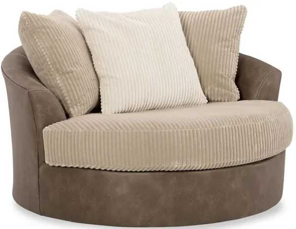 Keskin - Sand - Oversized Swivel Accent Chair